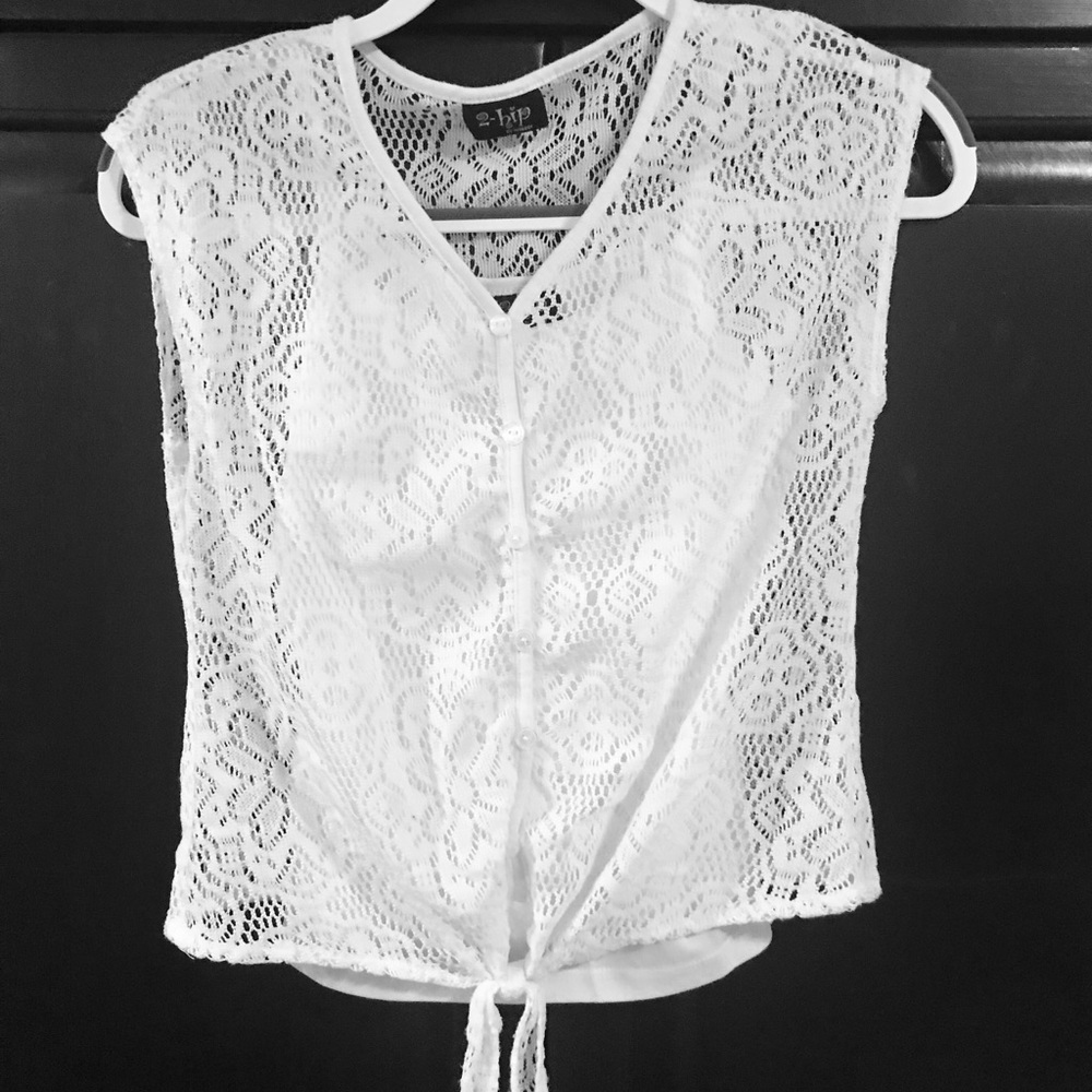 White laced girls top
